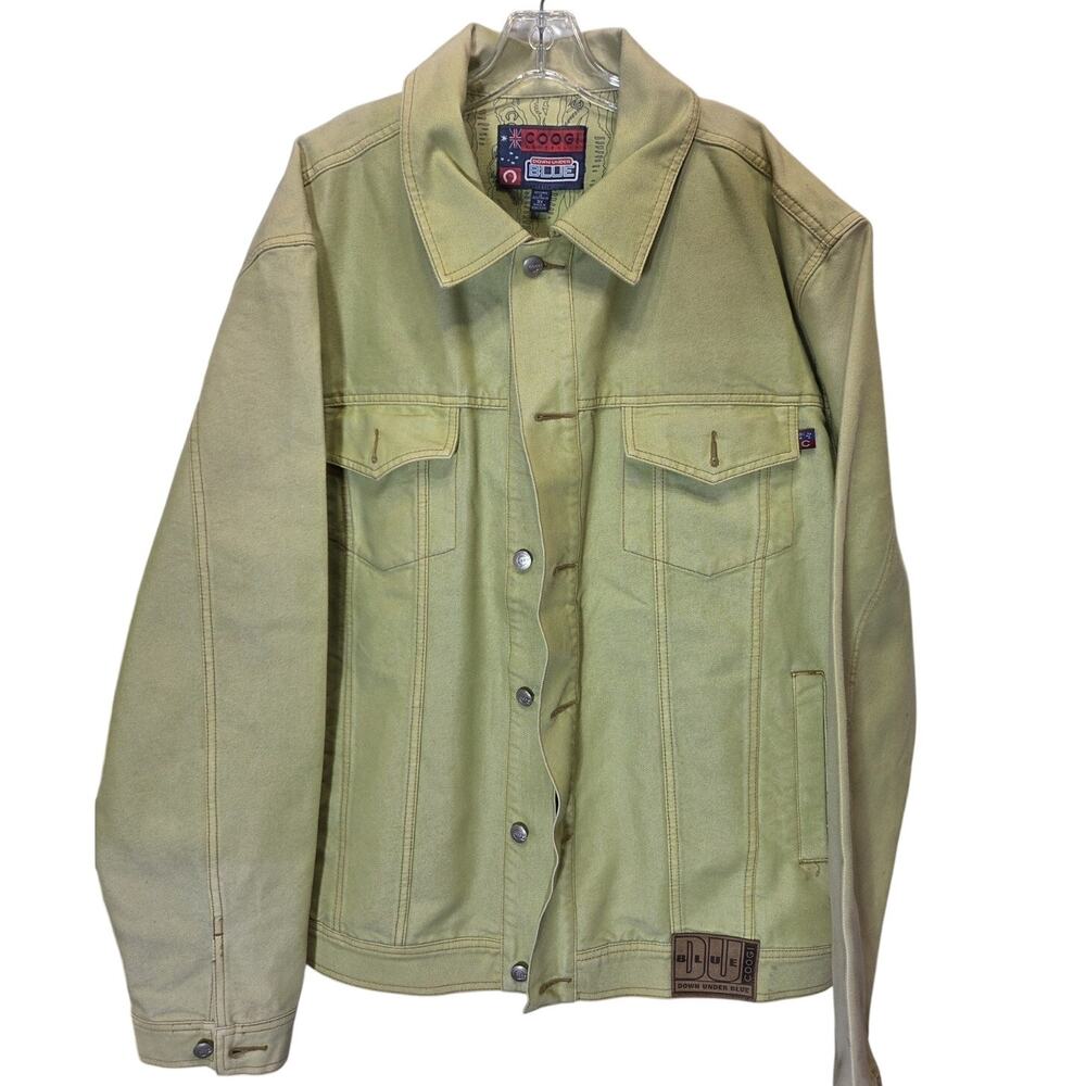 COOGI Down Under Blue Denim Jacket Mens 3XL Olive Green Trucker Vintage